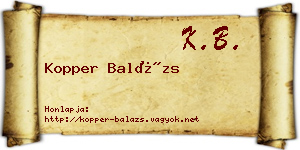 Kopper Balázs névjegykártya