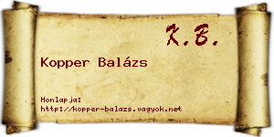 Kopper Balázs névjegykártya